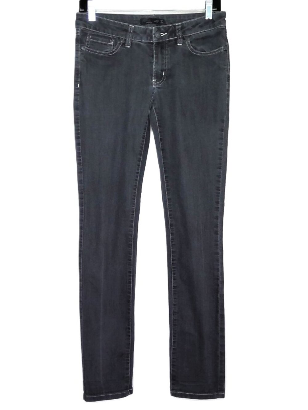 PrAna Gray Denim Jeans Low Rise Boho Slim Straight Stretch Medium Wash Sz 4 / 27